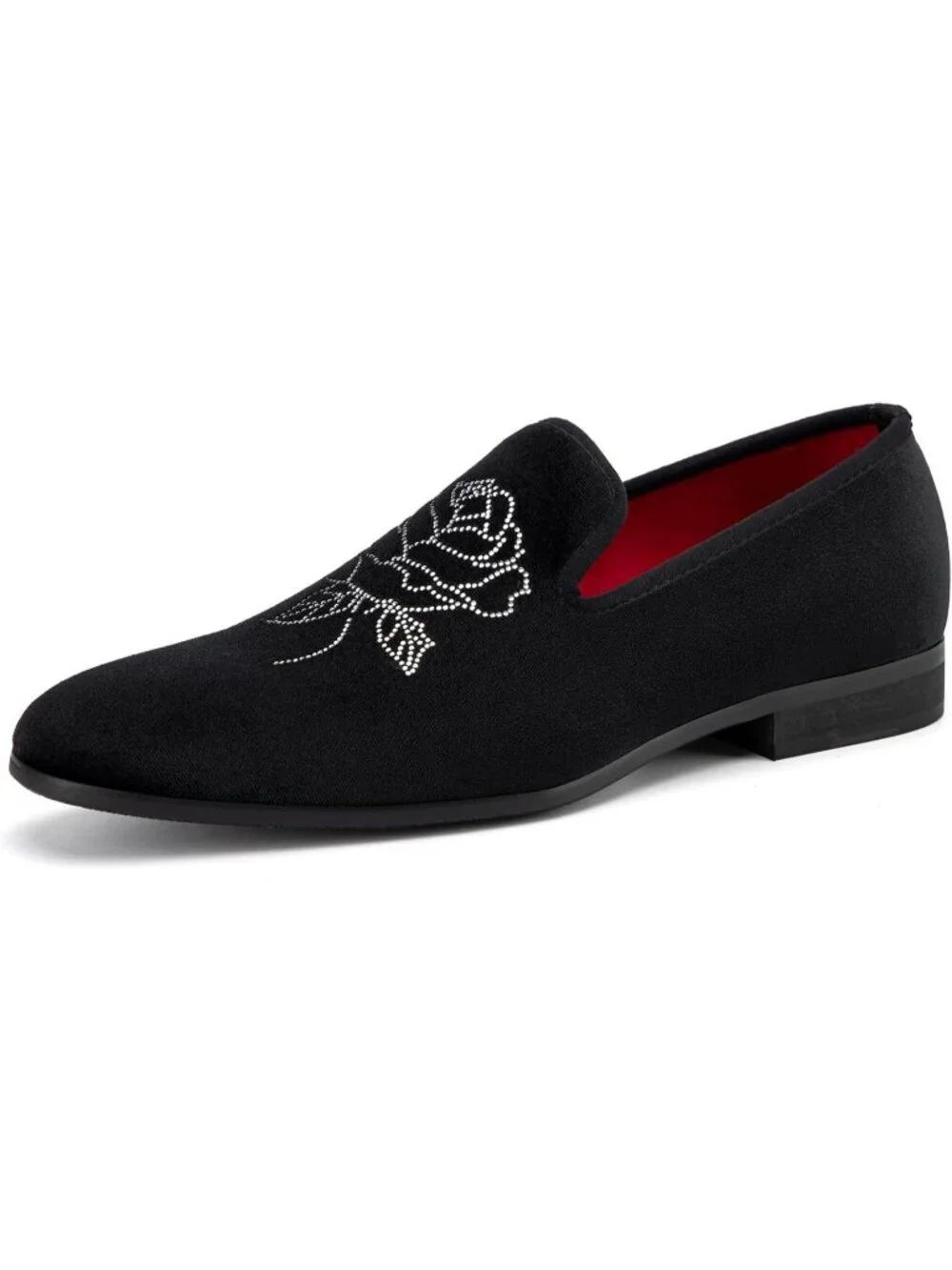 JITAI Men's Black Velvet Loafers Penny Slip On Tuxedo Wedding Fashion Prom Shoes